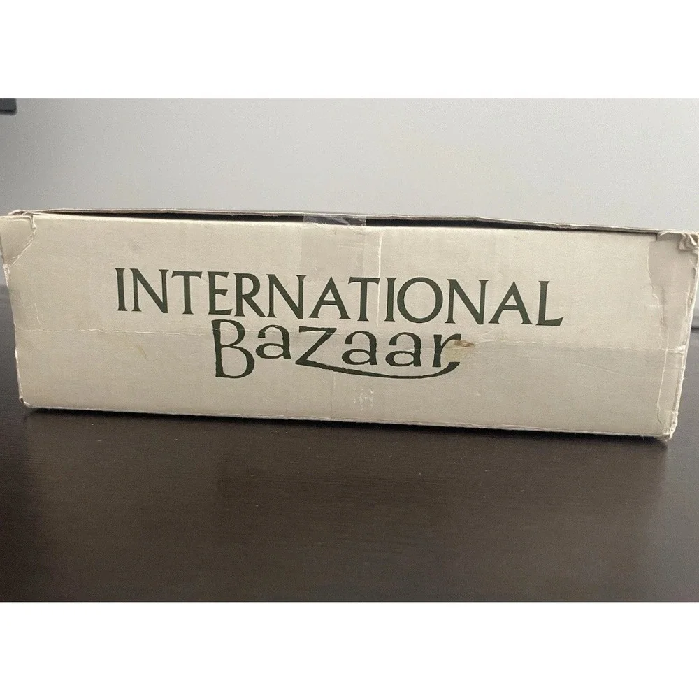 Vintage International Bazaar 10 Piece Porcelain Nativity Set Wooden Base